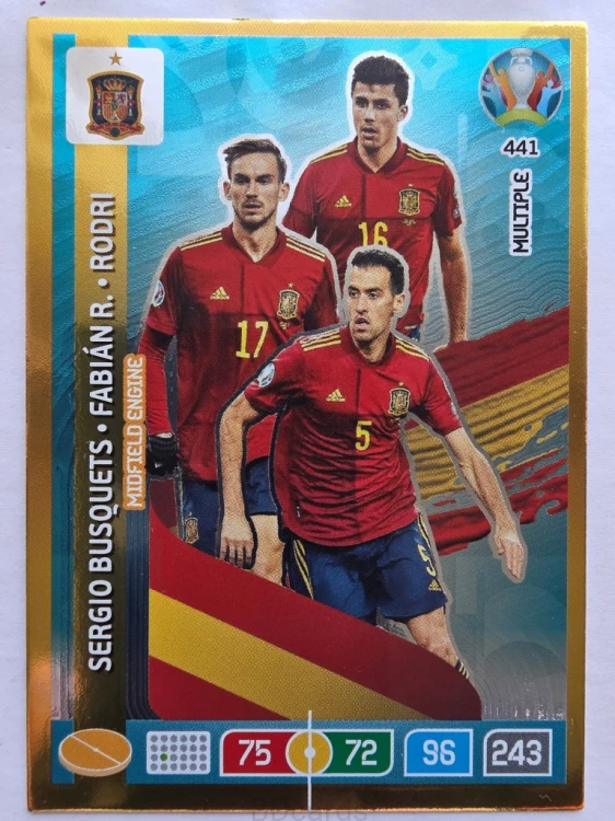 2020 Panini Euro Midfield Engine Multiple Busquets Ruiz Rodri Nr 441 /O
