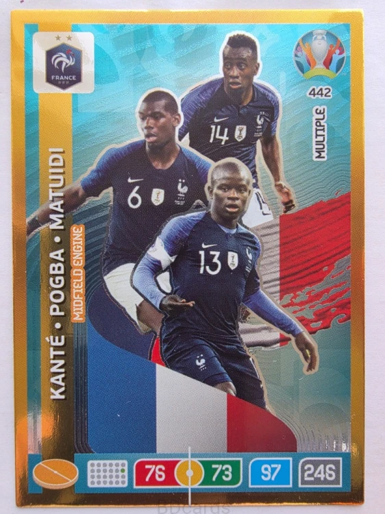 2020 Panini Euro Midfield Engine Multiple Kante Pogba Matuidi Nr 442 /O