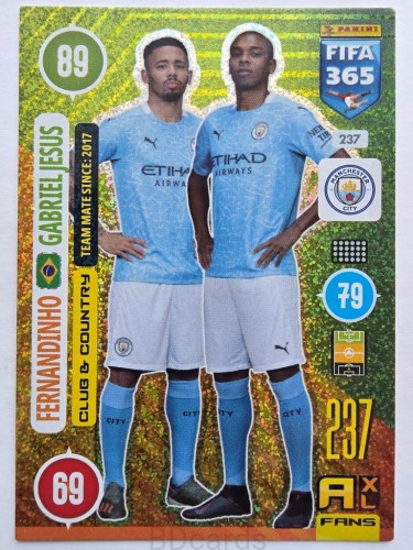 2021 Panini Fifa 365 Fernandinho Jesus Manchester City Nr 237 /O
