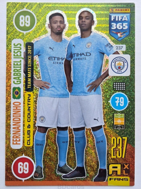 2021 Panini Fifa 365 Fernandinho Jesus Manchester City Nr 237 /O