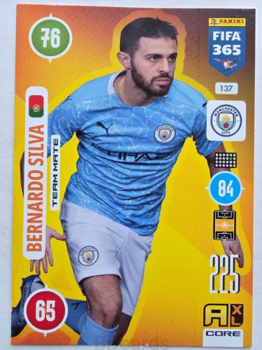 2021 Panini Fifa 365 Bernardo Silva Manchester City Nr 137 /O