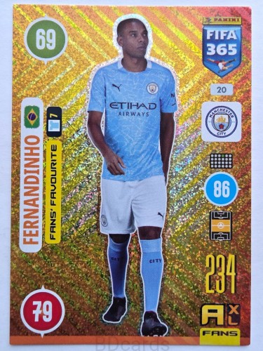 2021 Panini Fifa 365 Fernandinho Manchester City Nr 20 /O