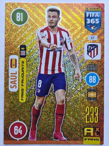 2021 Panini Fifa 365 Saul Atletico Madryt Nr 27 /O