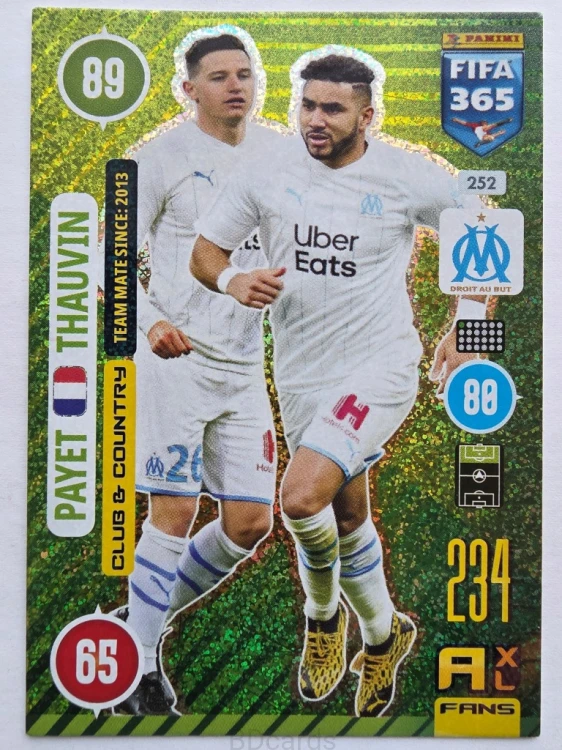 2021 Panini Fifa 365 Payet Thauvin Club&Country Ol.Marsylia Nr 252/O