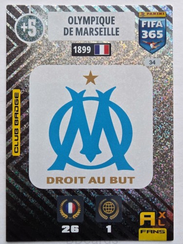 2021 Panini Fifa 365 Club Badge Ol.Marsylia Nr 34 /O