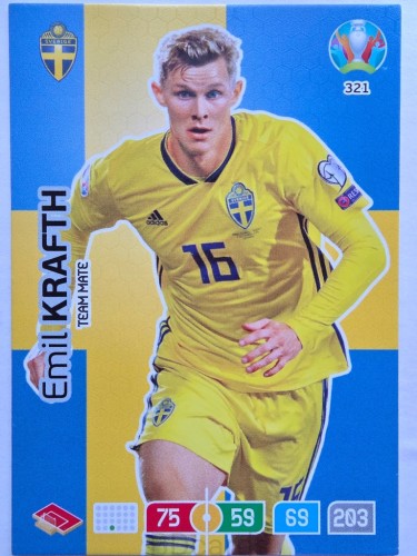 2020 Panini Euro Emil Krafth Szwecja Nr 321 /O