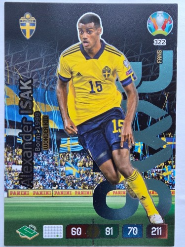 2020 Panini Euro Alexander Isak Wonder Kid Szwecja Nr 322 /O