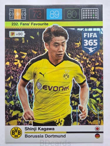 2015-16 Panini Fifa 365 Shinji Kagawa Borussia Dortmund Fans /LU8