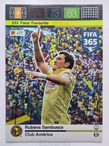 2015-16 Panini Fifa 365 Rubens Sambueza Club America Fans /LU8