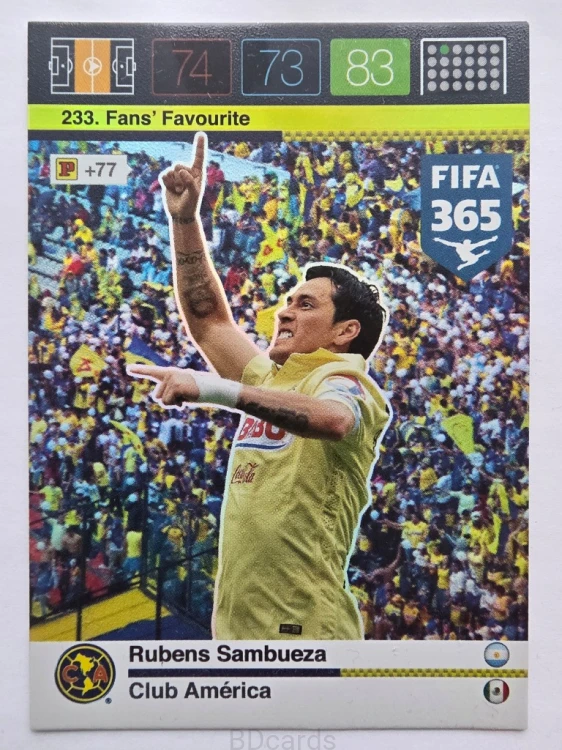 2015-16 Panini Fifa 365 Rubens Sambueza Club America Fans /LU8