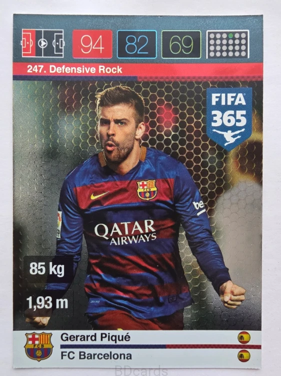 2015-16 Panini Fifa 365 Gerard Pique FC Barcelona Defensive Rock /AU5