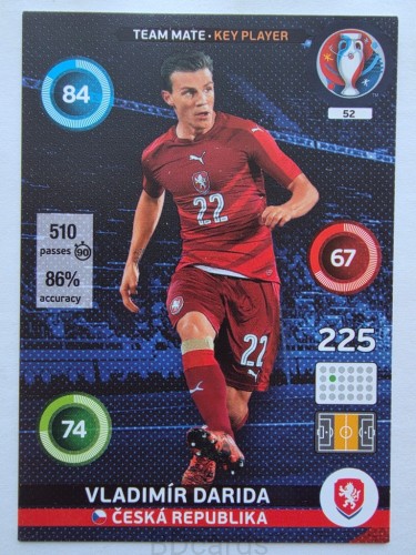 2016 Panini Euro Vladimir Darida Key Player Czechy Nr 52 /O18