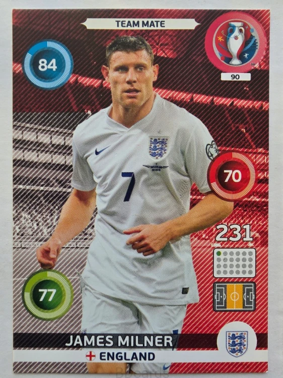 2016 Panini Euro James Milner Anglia Nr 90 /Q4