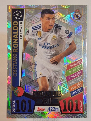 2017-18 Topps Match Attax Cristiano Ronaldo Real Madryt 100 Club /A86
