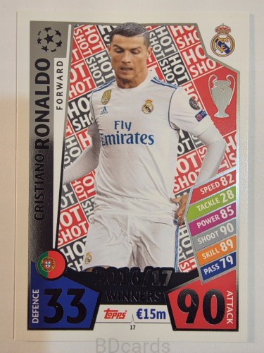 2017-18 Topps Match Attax Cristiano Ronaldo Real Madryt Hot Shot /A87