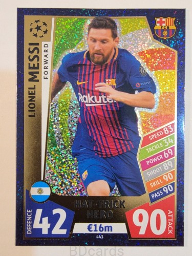 2017-18 Topps Match Attax Lionel Messi Fc Barcelona Hat Trick /A87