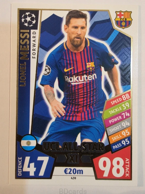2017-18 Topps Match Attax Lionel Messi Fc Barcelona All Star /A97
