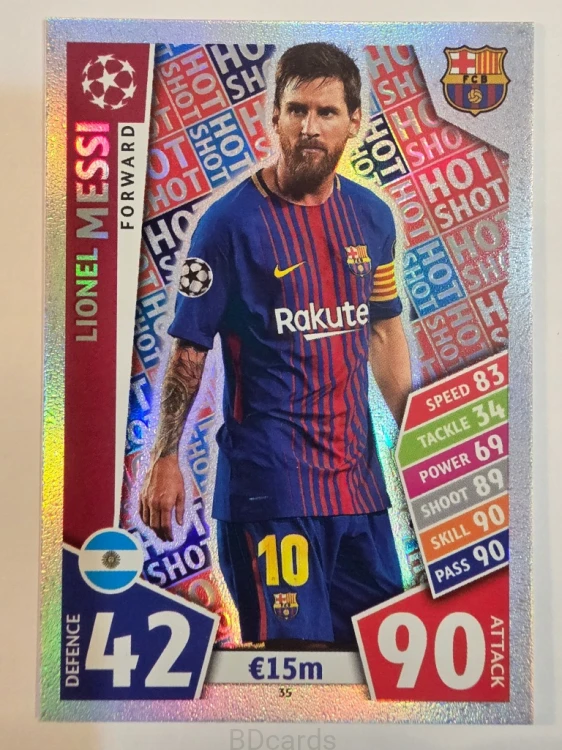 2017-18 Topps Match Attax Lionel Messi Fc Barcelona Hot Shot /A97
