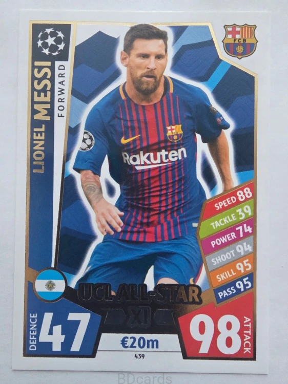 2017-18 Topps Match Attax Lionel Messi Fc Barcelona /F