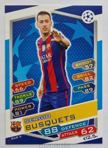 2016-17 Topps Match Attax Sergio Busquets Fc Barcelona /B