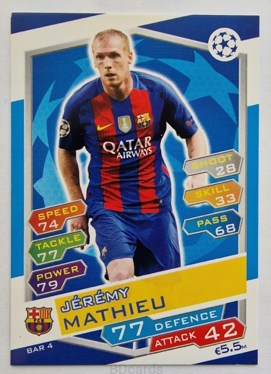 2016-17 Topps Match Attax Yeremy Mathieu Fc Barcelona /B