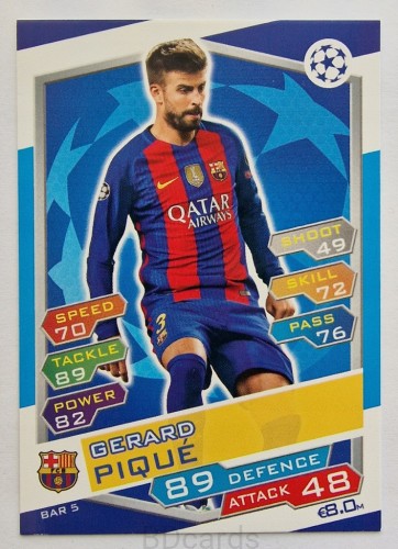 2016-17 Topps Match Attax Gerrard Pique Fc Barcelona /B