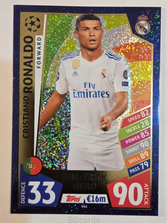 2016-17 Topps Match Attax Cristiano Ronaldo Real Madryt Hat-Trick /A86