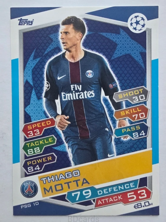 2016-17 Topps Match Attax Thiago Motta PSG /F