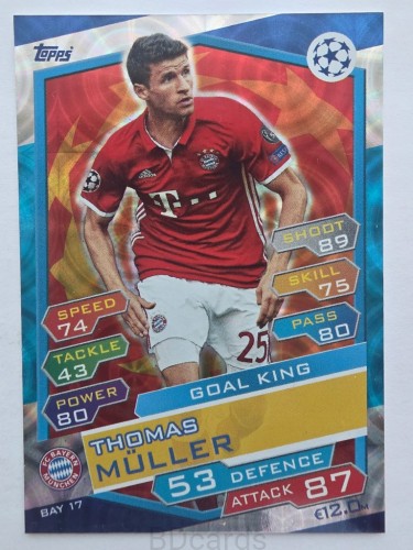 2016-17 Topps Match Attax Thomas Muller Bayern Monachium Goal King /F