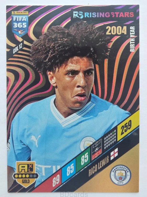 2024 Panini Fifa 365 Rico Lewis Manchester City Rising Star /F