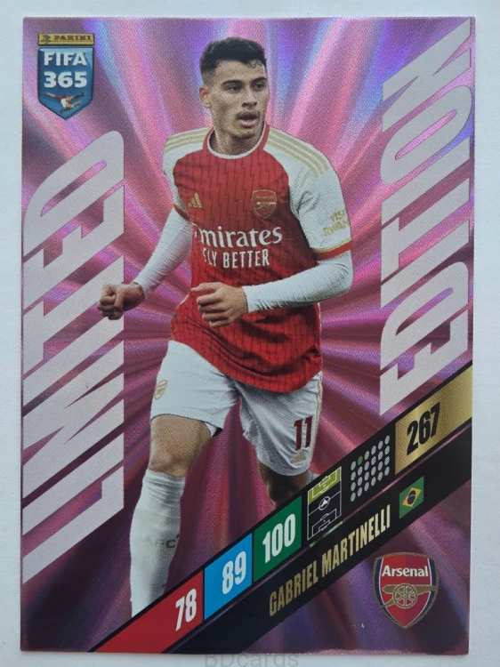 2024 Panini Fifa 365 Gabriel Martinelli Arsenal Limited Edition /NU26