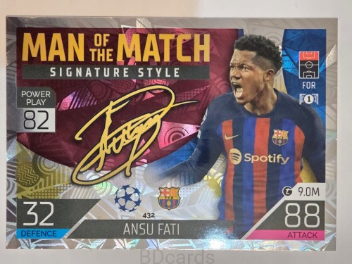 2022-23 Topps Match Attax Ansu Fati Fc Barcelona Signature Style /A