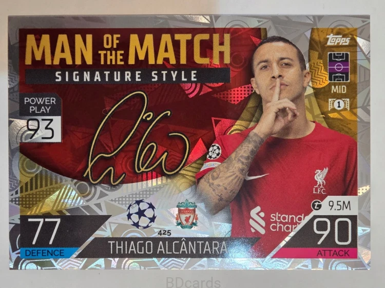 2022-23 Topps Match Attax Thiago Alcantara Liverpool Signature Style /A