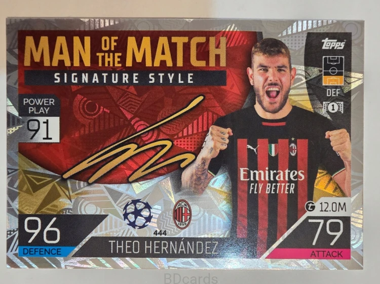 2022-23 Topps Match Attax Theo Hernandez Ac Milan Signature Style /A