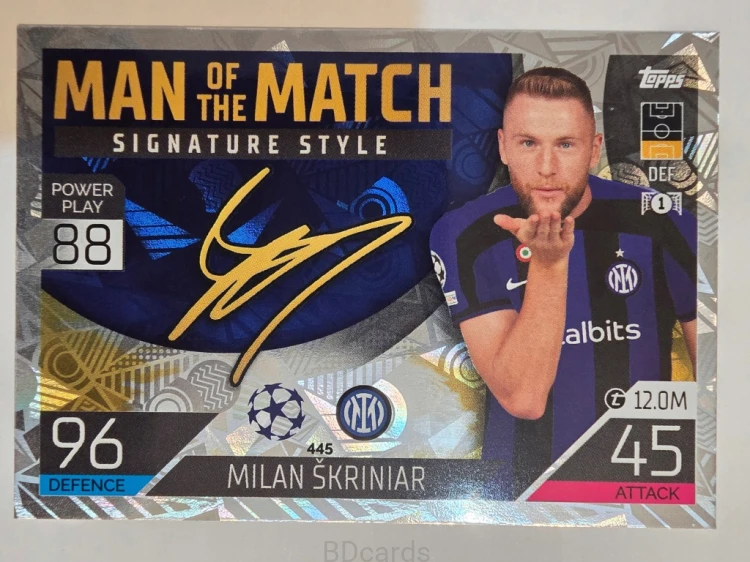 2022-23 Topps Match Attax Milan Skriniar Inter Signature Style /A