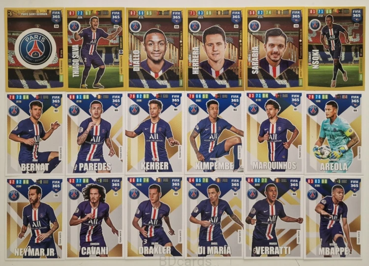 2019-20 Panini Fifa 365 18 Kart PSG Mbappe Neymar Cavani Verratti /ZY