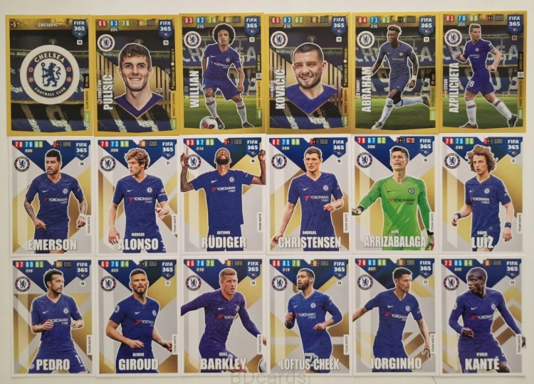 2019-20 Panini Fifa 365 18 Kart Chelsea Giroud Luiz Rudiger Kante /ZY