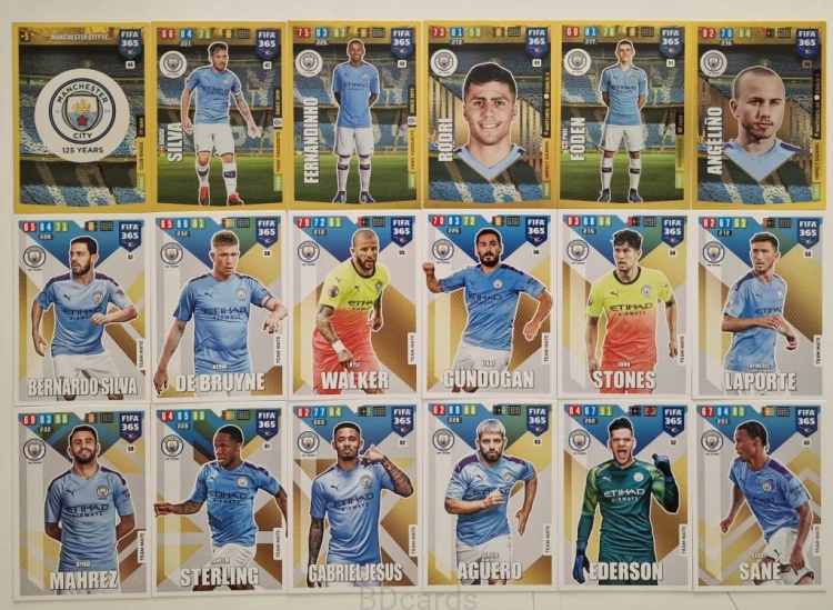 2019-20 Panini Fifa 365 18 Manchester City Rodri Foden Aguero Silva /ZY