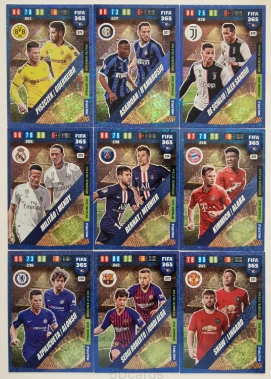 2019-20 Panini Fifa 365 9 Kart Multiple Real PSG Fc Barcelona Chelsea /ZY
