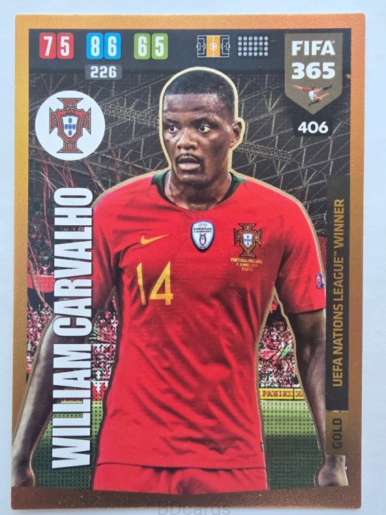 2019-20 Panini Fifa 365 Willian Carvalho Portugalia Gold /F