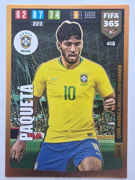 2019-20 Panini Fifa 365 Paqueta Brazylia Gold /F