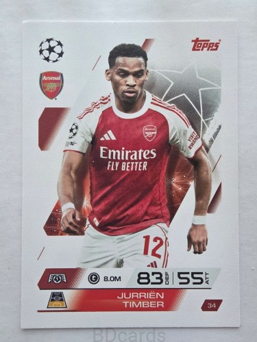 2025-26 Topps Match Attax Jurrien Timber Arsenal Londyn /F
