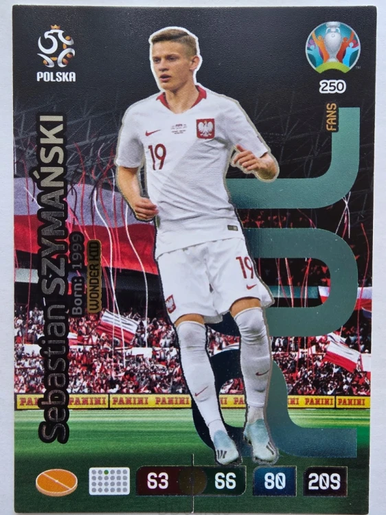 2020 Panini Euro Sebastian Szymański Wonder Kid Polska Nr 250 /O