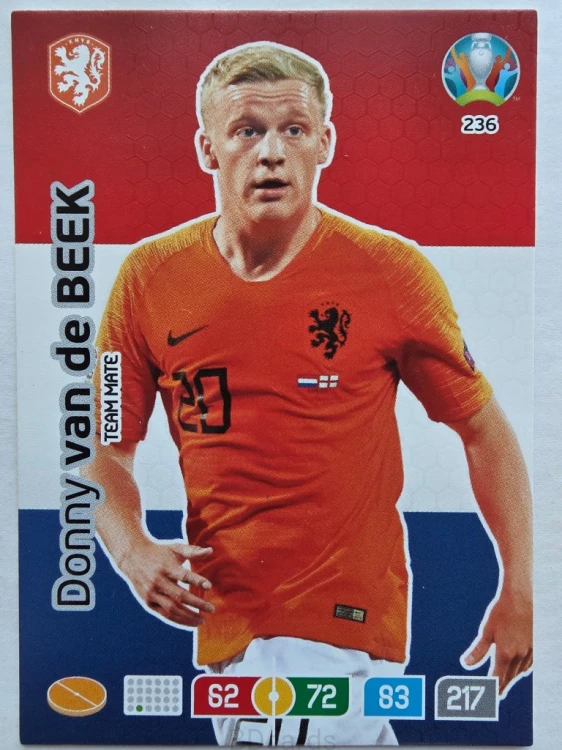 2020 Panini Euro Donny Van der Beek Holandia Nr 236 /O