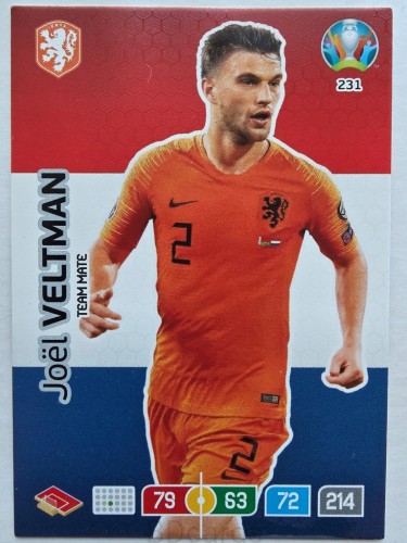 2020 Panini Euro Joel Veltman Holandia Nr 231 /O