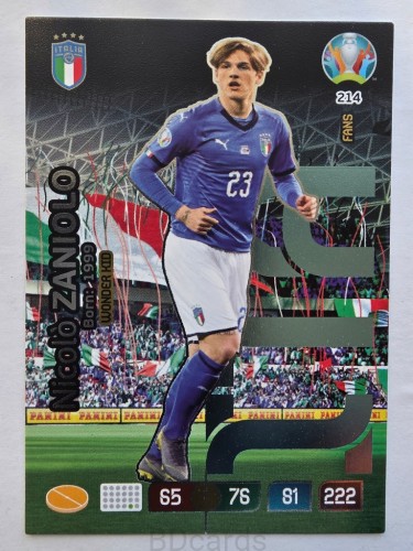 2020 Panini Euro Nicolo Zaniolo Wonder Kid Włochy Nr 214 /O