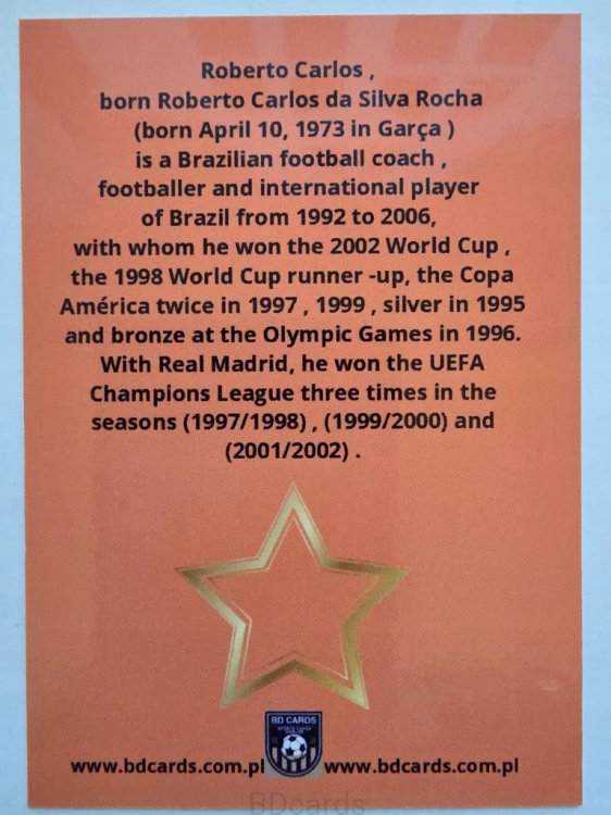 2025 Karta Roberto Carlos Real Madryt Star Legends Limited Edition /BD22