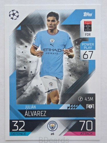 2022-23 Topps Match Attax Julian Alvarez Manchester City /F
