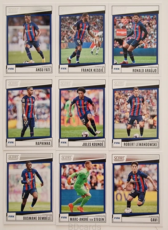 2022-23 Panini Fifa Score 9 Kart Fc Barcelona Gavi Lewandowski Dembele /ZY