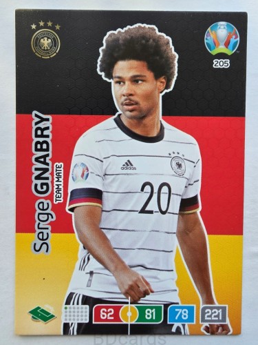 2020 Panini Euro Serge Gnabry Niemcy Nr 205 /O